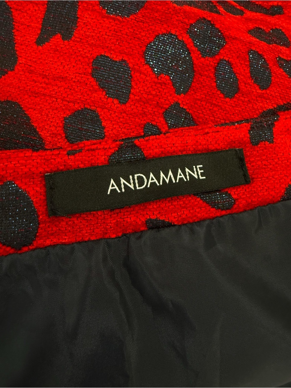 THE ANDAMANE BERTHA RED METALLIC BLUE LEOPARD PRINT MINI SKIRT - Picture 8 of 15